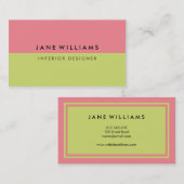 Carte De Visite Rose et vert simples et modernes (Devant / Derrière)