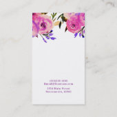 Carte De Visite Rose et violet brillant Floral moderne Chic Bold (Dos)