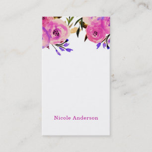 Carte De Visite Rose et violet floral chic moderne et lumineux gra