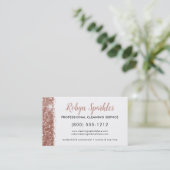 Carte De Visite Rose étincelant Gold Rose Service de nettoyage (Debout devant)