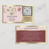 Carte De Visite Rose Eyelash Microblade Qr Instructions de soins p (Devant / Derrière)