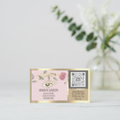 Carte De Visite Rose Eyelash Microblade Qr Instructions de soins p (Debout devant)