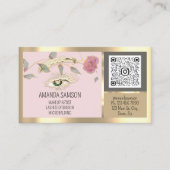 Carte De Visite Rose Eyelash Microblade Qr Instructions de soins p (Devant)