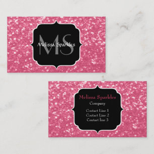 Carte De Visite Rose faux éclats scintillants rose clair Monogramm