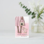 Carte de visite rose fille (Debout devant)