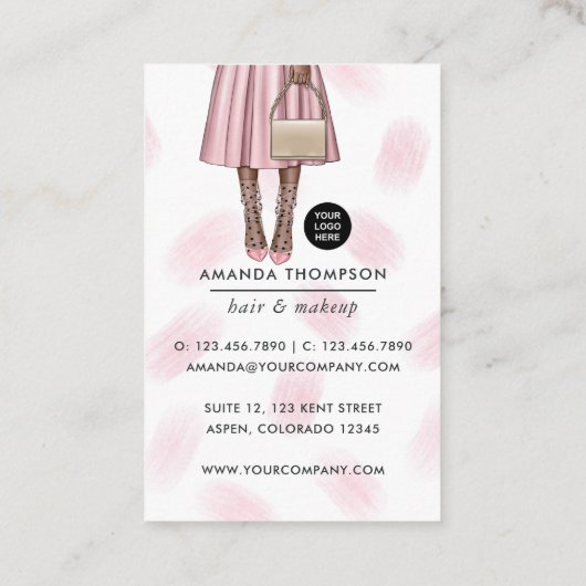 Carte de visite rose fille (Dos)