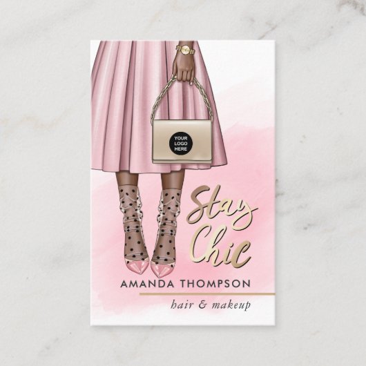 Carte de visite rose fille (Devant)