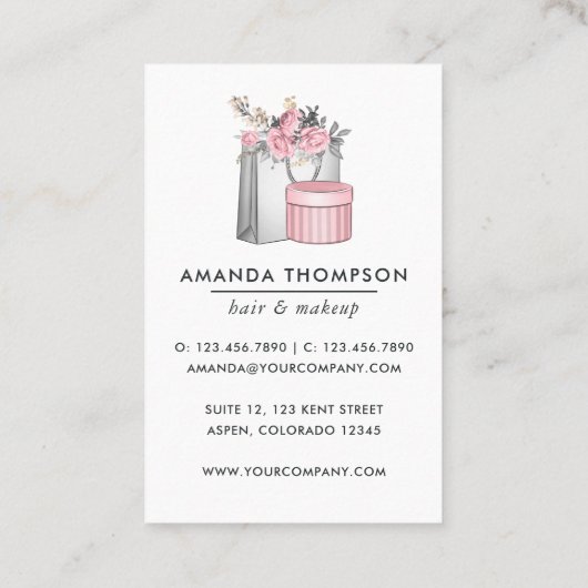 Carte de visite rose fille (Dos)