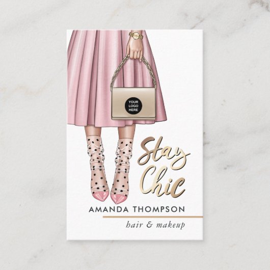 Carte de visite rose fille (Devant)