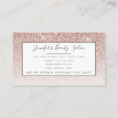 Carte De Visite Rose fille Parties scintillant or maquillage cheve (Dos)