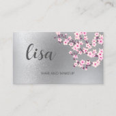 Carte de visite Rose Fleur de Cerisier Argent Prof (Devant)