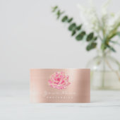 Carte De Visite Rose Fleur Or Champagne Élégant (Debout devant)
