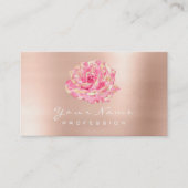 Carte De Visite Rose Fleur Or Champagne Élégant (Devant)