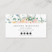 Carte De Visite Rose fleur sauvage Aquarelle Médias sociaux (Dos)