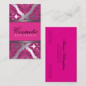 Carte De Visite Rose fleuri de damassé, noir, argent (Devant / Derrière)