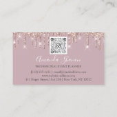 Carte De Visite Rose Fleurs Logo Planificateur d'événements QRCODE (Dos)