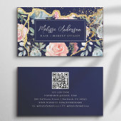 Carte De Visite Rose Floral Agate Gold Parties scintillant QR Code