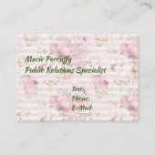 Carte de visite rose floral avec bandes (Devant)