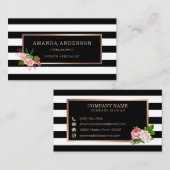 Carte de visite rose Floral Bronze Frame sur bande (Devant / Derrière)