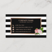 Carte de visite rose Floral Bronze Frame sur bande (Dos)