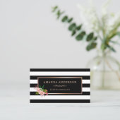 Carte de visite rose Floral Bronze Frame sur bande (Debout devant)