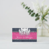 Carte De Visite Rose floral de lustre de diamants du denim n (Debout devant)