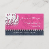 Carte De Visite Rose floral de lustre de diamants du denim n (Dos)