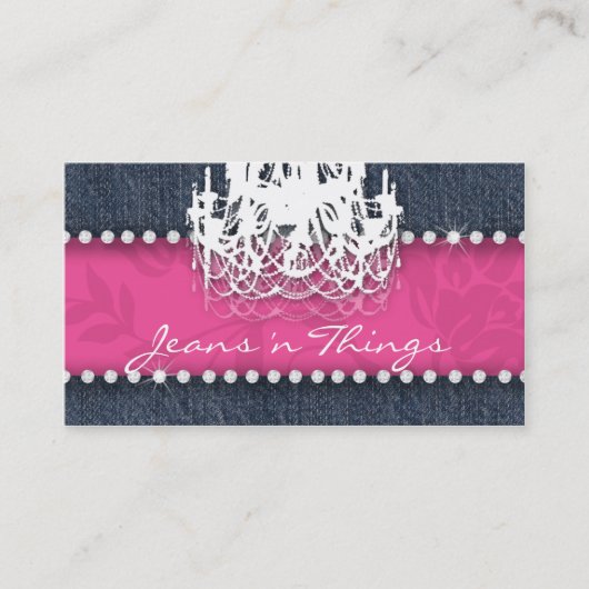 Carte De Visite Rose floral de lustre de diamants du denim n (Devant)