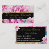 Carte De Visite Rose floral élégant élégant Or professionnel (Devant / Derrière)