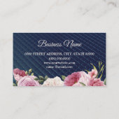 Carte De Visite Rose Floral Géométrique Marine Bleu Élégant (Dos)