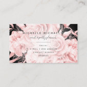 Carte De Visite Rose Floral Gold Noir Script moderne (Dos)