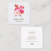 Carte de visite rose floral Magnolia (Devant / Derrière)