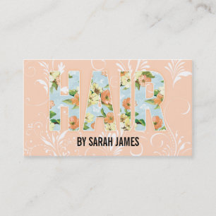 Carte De Visite rose floral mignon chic minable de coiffeur girly