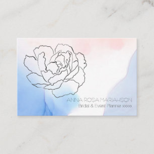 Carte De Visite *~* Rose Floral Moelleux Pastel Pink Blue Aquarell