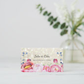 Carte De Visite Rose Floral Parties scintillant blanche étincelant (Debout devant)