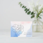 Carte De Visite *~* Rose Floral Pastel Bleu & Aquarelle rose (Debout devant)
