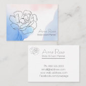 Carte De Visite *~* Rose Floral Pastel Bleu & Aquarelle rose (Devant / Derrière)