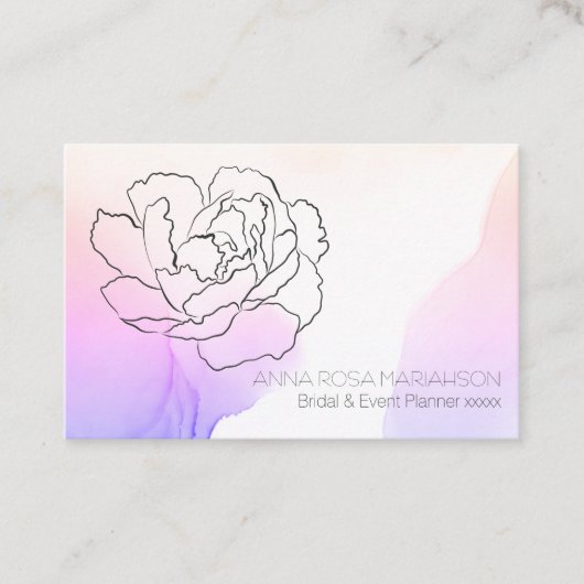 Carte De Visite *~* Rose Floral Pastel Lavande & Aquarelle rose (Devant)
