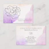 Carte De Visite *~* Rose Floral Pastel Pink Lavender Aquarelle (Devant / Derrière)