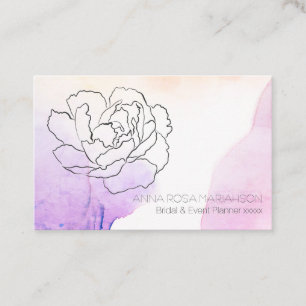 Carte De Visite *~* Rose Floral Pastel Pink Lavender Aquarelle
