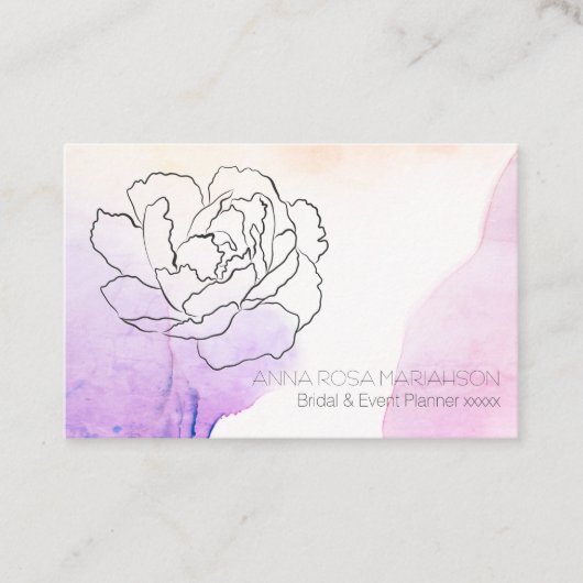 Carte De Visite *~* Rose Floral Pastel Pink Lavender Aquarelle (Devant)