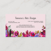 Carte De Visite Rose floral professionnel de Bourgogne de coiffeur (Dos)