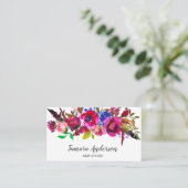 Carte De Visite Rose floral professionnel de Bourgogne de coiffeur (Debout devant)