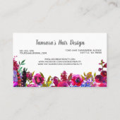 Carte De Visite Rose floral professionnel de Bourgogne de coiffeur (Dos)