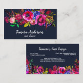 Carte De Visite Rose floral professionnel de Bourgogne de marine (Devant / Derrière)