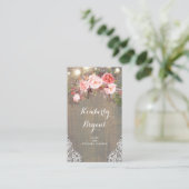 Carte De Visite Rose Floral Rustique dentelle de bois Lights (Debout devant)