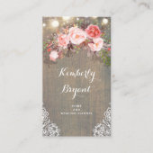 Carte De Visite Rose Floral Rustique dentelle de bois Lights (Devant)