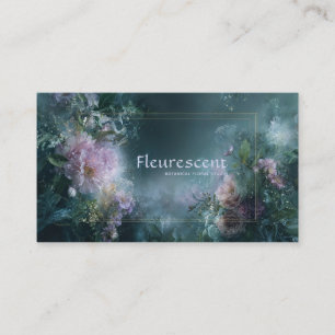 Carte De Visite Rose Florale Pivoine et Bleu Sarcelle Maussade