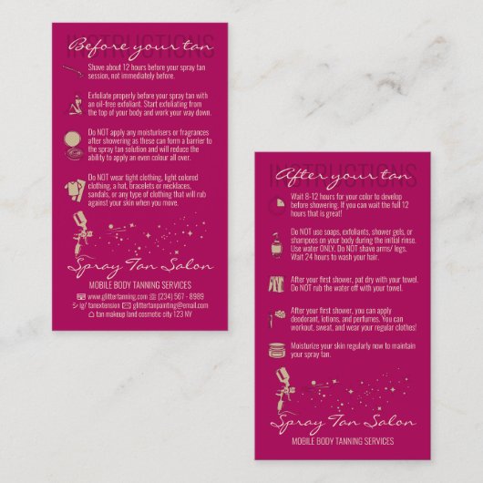 Carte De Visite Rose foncé avant l'instruction après l'entretien S (Devant / Derrière)