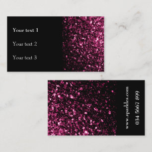Carte De Visite Rose foncé faux brillant paillettes et noir